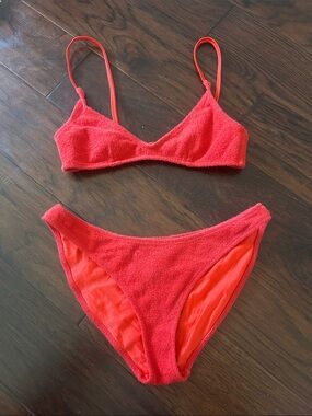 Triangl Bikini Set - Bright Coral Red